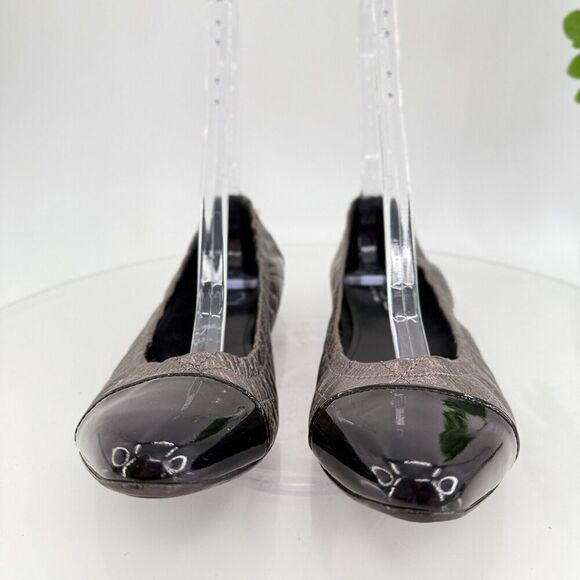 AGL Naomi Womens Ballet Flats Size 38.5 8.5 Quilted Silver Black Leather Cap Toe - Picture 4 of 16